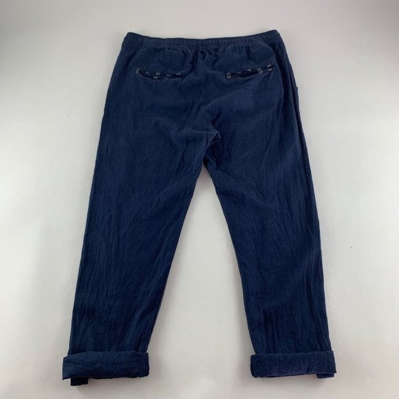Roxy Navy Linen Blend Roll Cuff Lounge Pant M - Picture 4 of 7